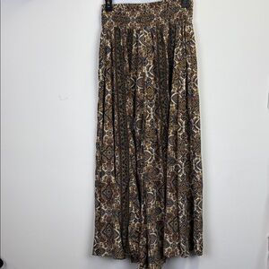 Cienna Nova Bohemian Patterned Elastic waist Wide leg Silk blend Pants/Size L-XL